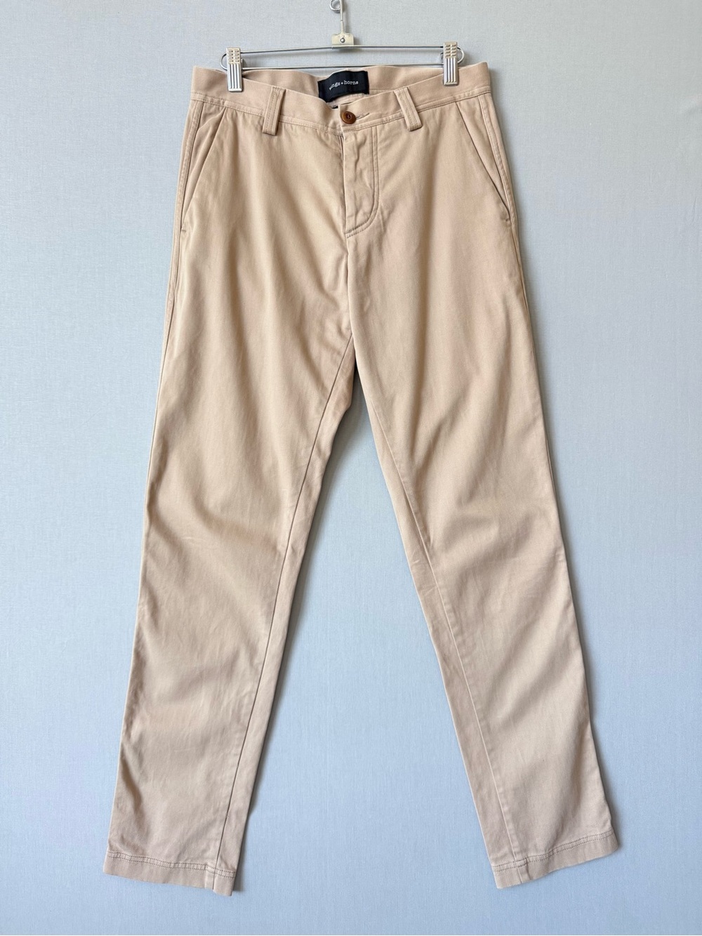 Wings + Horns Tan Colour Brushed Cotton Straight-Leg Chinos - 28” x 30”